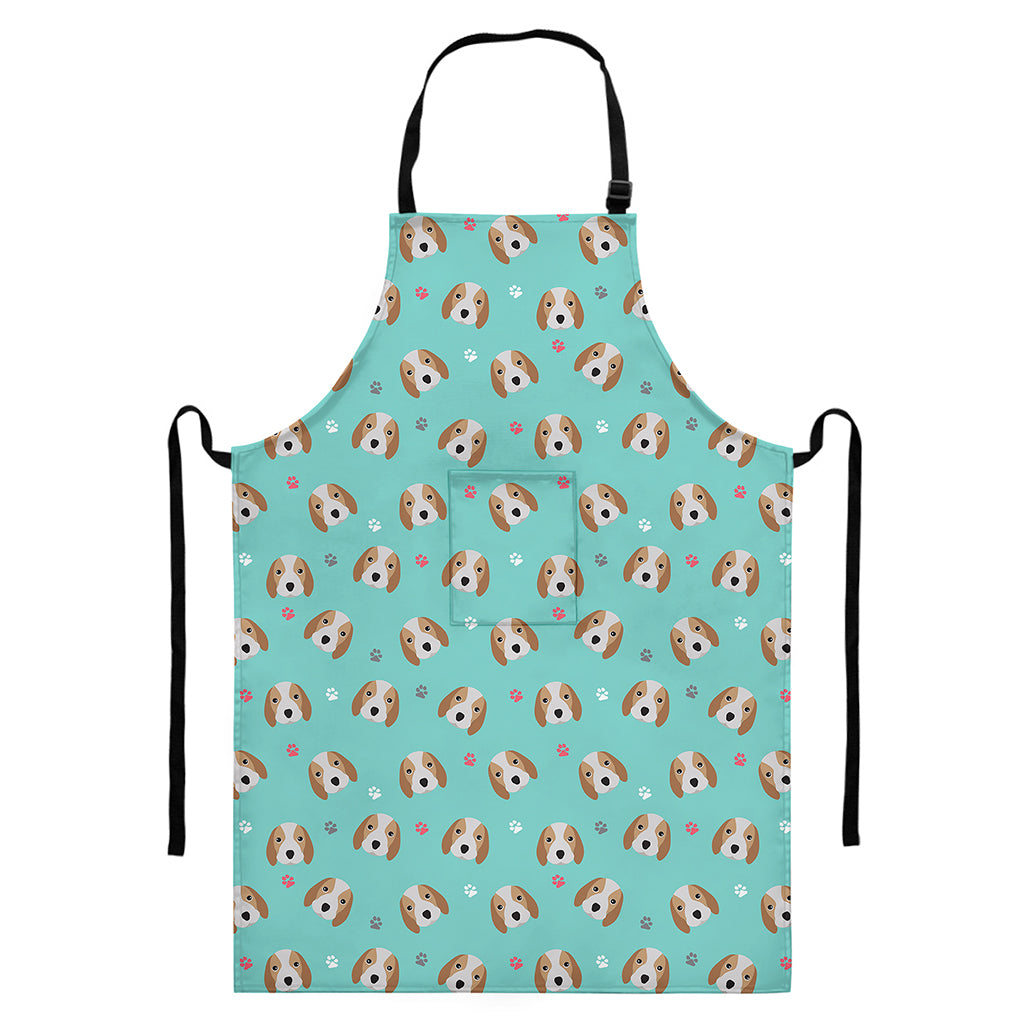 Adorable Beagle Puppy Pattern Print Bib Apron With Pocket