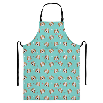 Adorable Beagle Puppy Pattern Print Bib Apron With Pocket