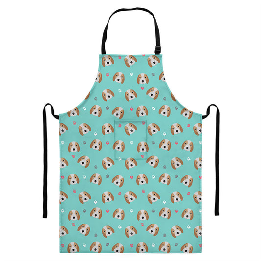 Adorable Beagle Puppy Pattern Print Bib Apron With Pocket