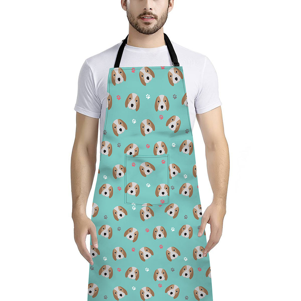 Adorable Beagle Puppy Pattern Print Bib Apron With Pocket