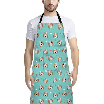 Adorable Beagle Puppy Pattern Print Bib Apron With Pocket