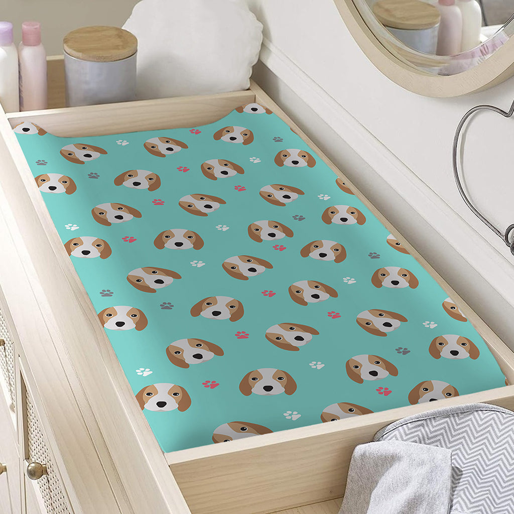 Adorable Beagle Puppy Pattern Print Changing Pad Cover