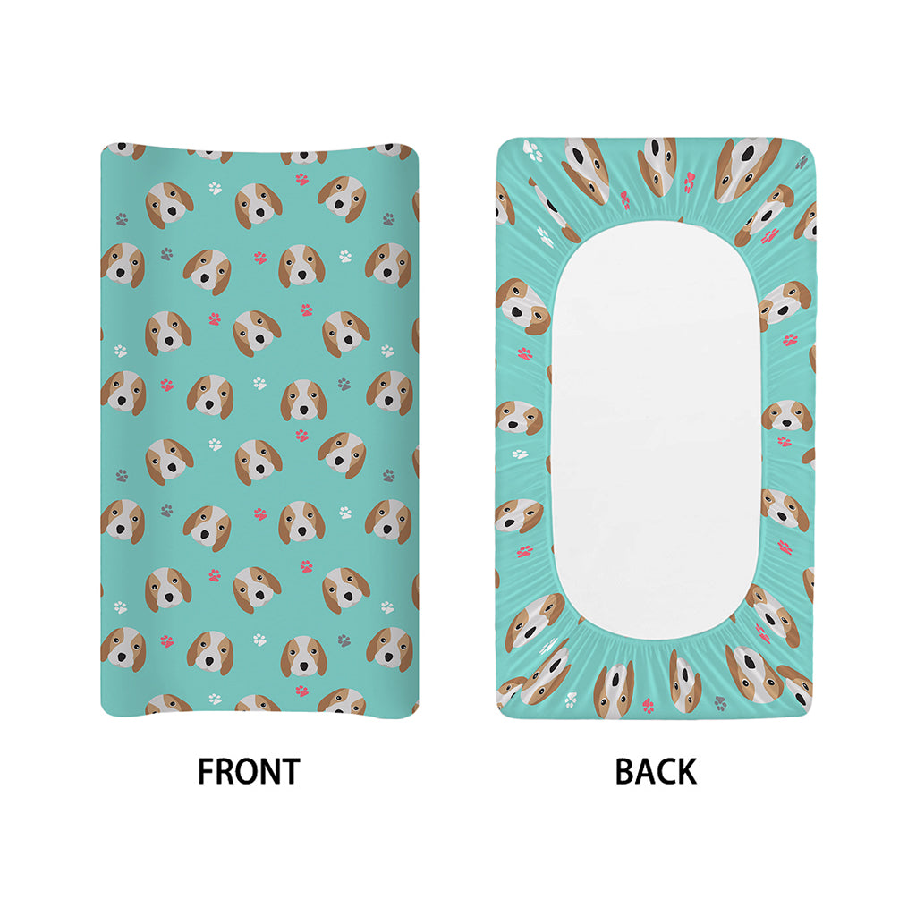 Adorable Beagle Puppy Pattern Print Changing Pad Cover