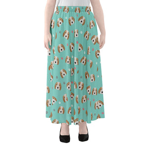 Adorable Beagle Puppy Pattern Print Chiffon Maxi Skirt