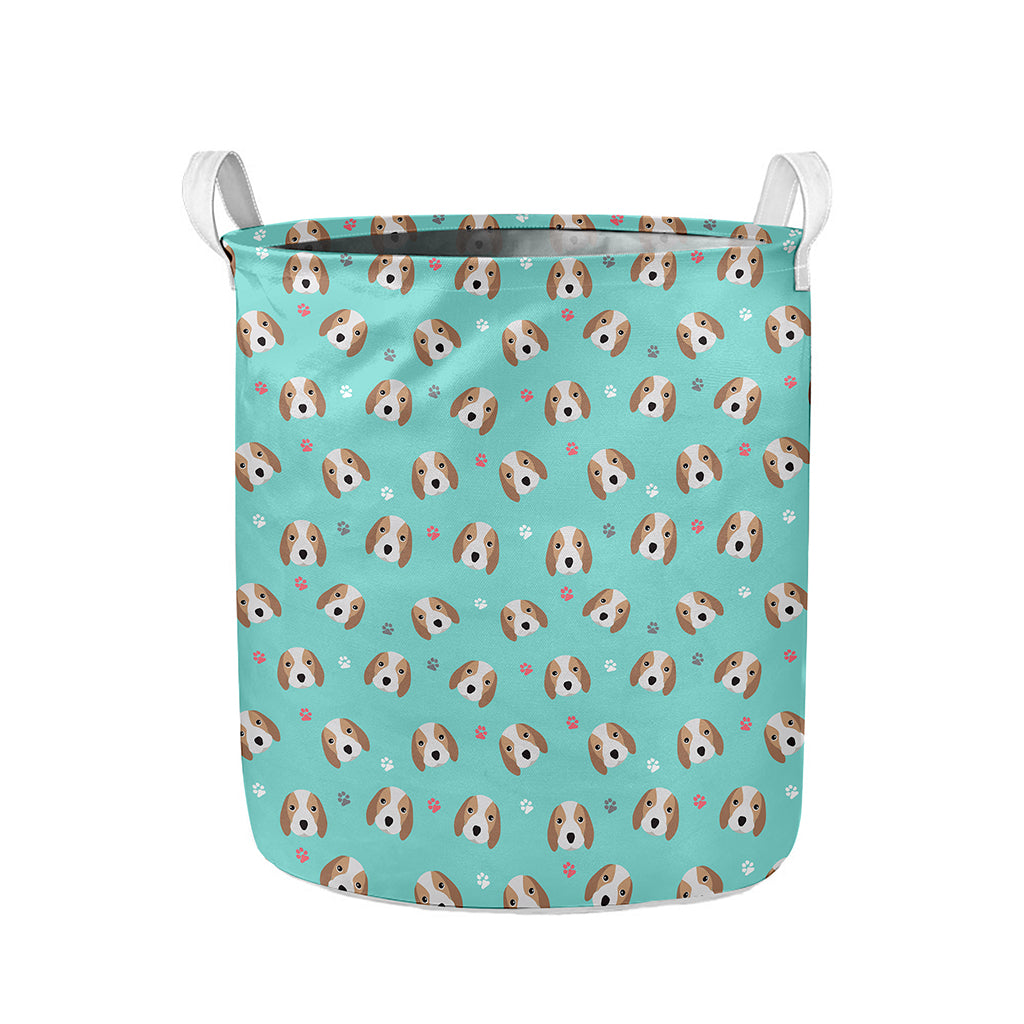 Adorable Beagle Puppy Pattern Print Collapsible Laundry Basket