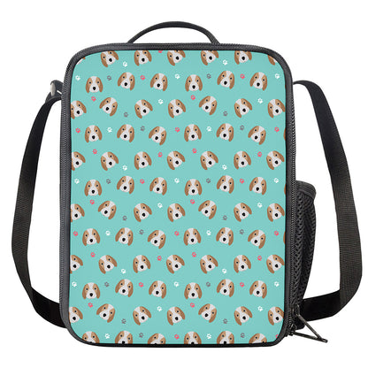 Adorable Beagle Puppy Pattern Print Crossbody Lunch Bag