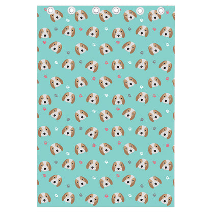 Adorable Beagle Puppy Pattern Print Curtain