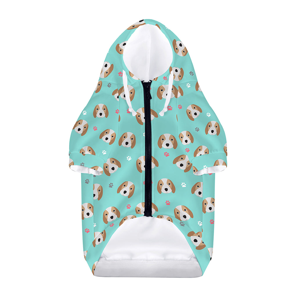 Adorable Beagle Puppy Pattern Print Dog Zip Up Hoodie