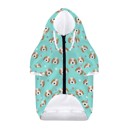 Adorable Beagle Puppy Pattern Print Dog Zip Up Hoodie