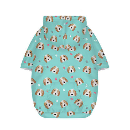 Adorable Beagle Puppy Pattern Print Dog Zip Up Hoodie