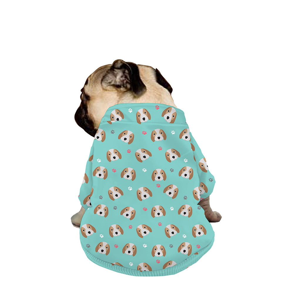 Adorable Beagle Puppy Pattern Print Dog Zip Up Jacket