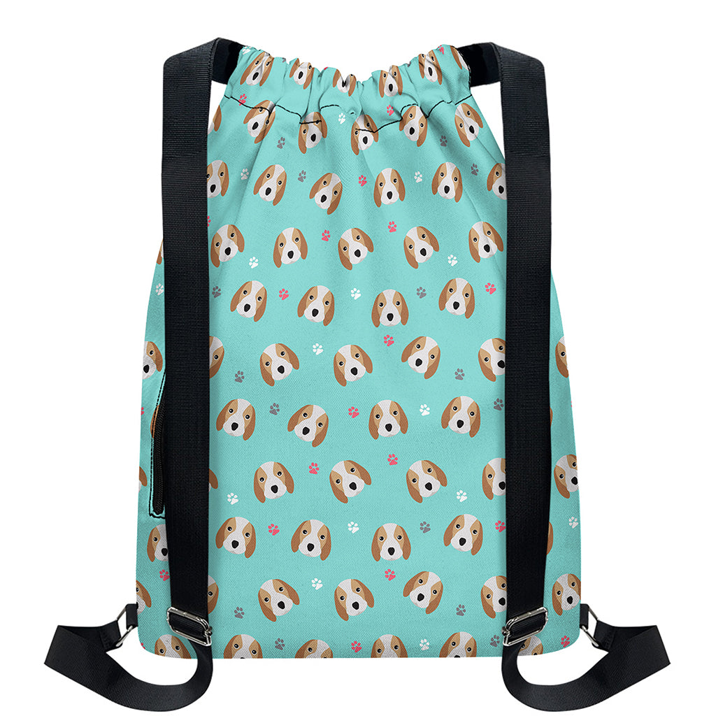 Adorable Beagle Puppy Pattern Print Drawstring Backpack