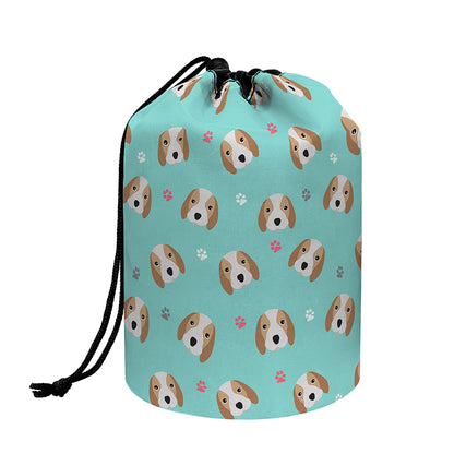 Adorable Beagle Puppy Pattern Print Drawstring Makeup Bag