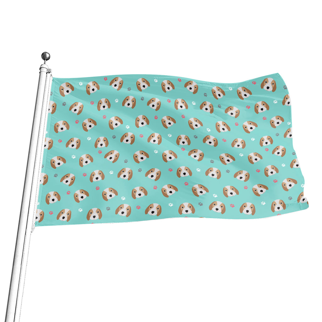 Adorable Beagle Puppy Pattern Print Flag