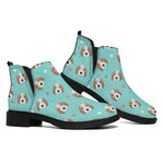 Adorable Beagle Puppy Pattern Print Flat Ankle Boots