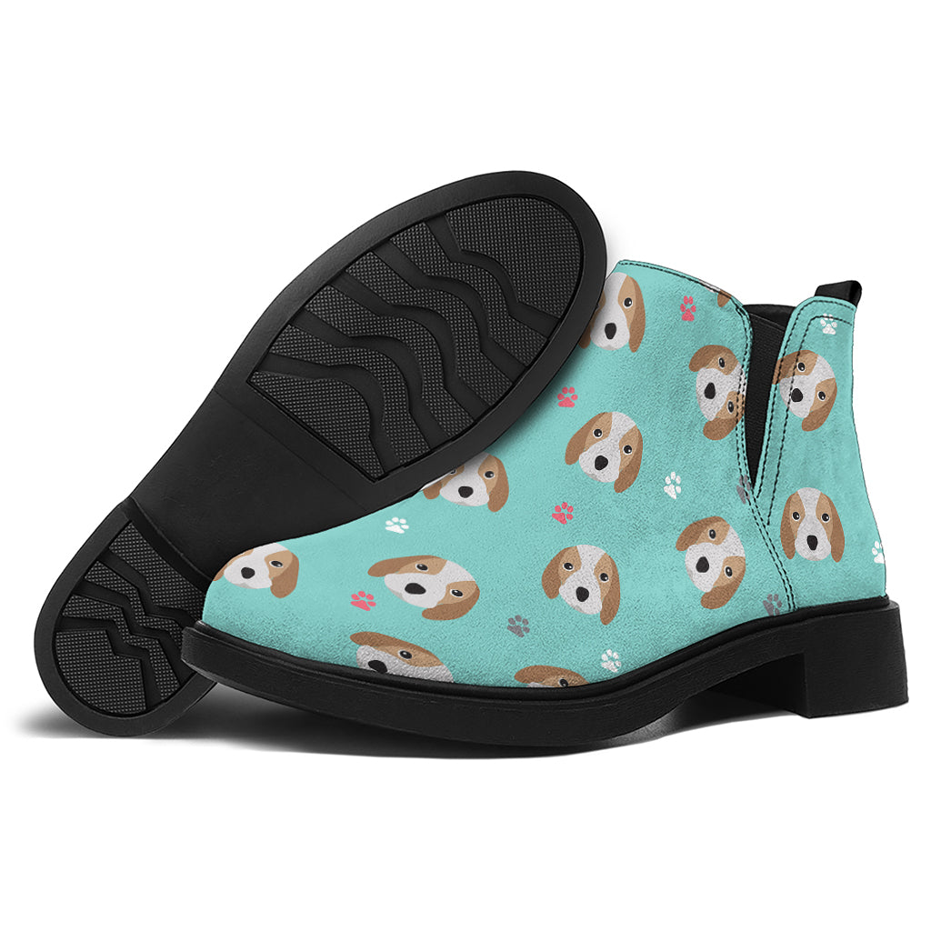 Adorable Beagle Puppy Pattern Print Flat Ankle Boots