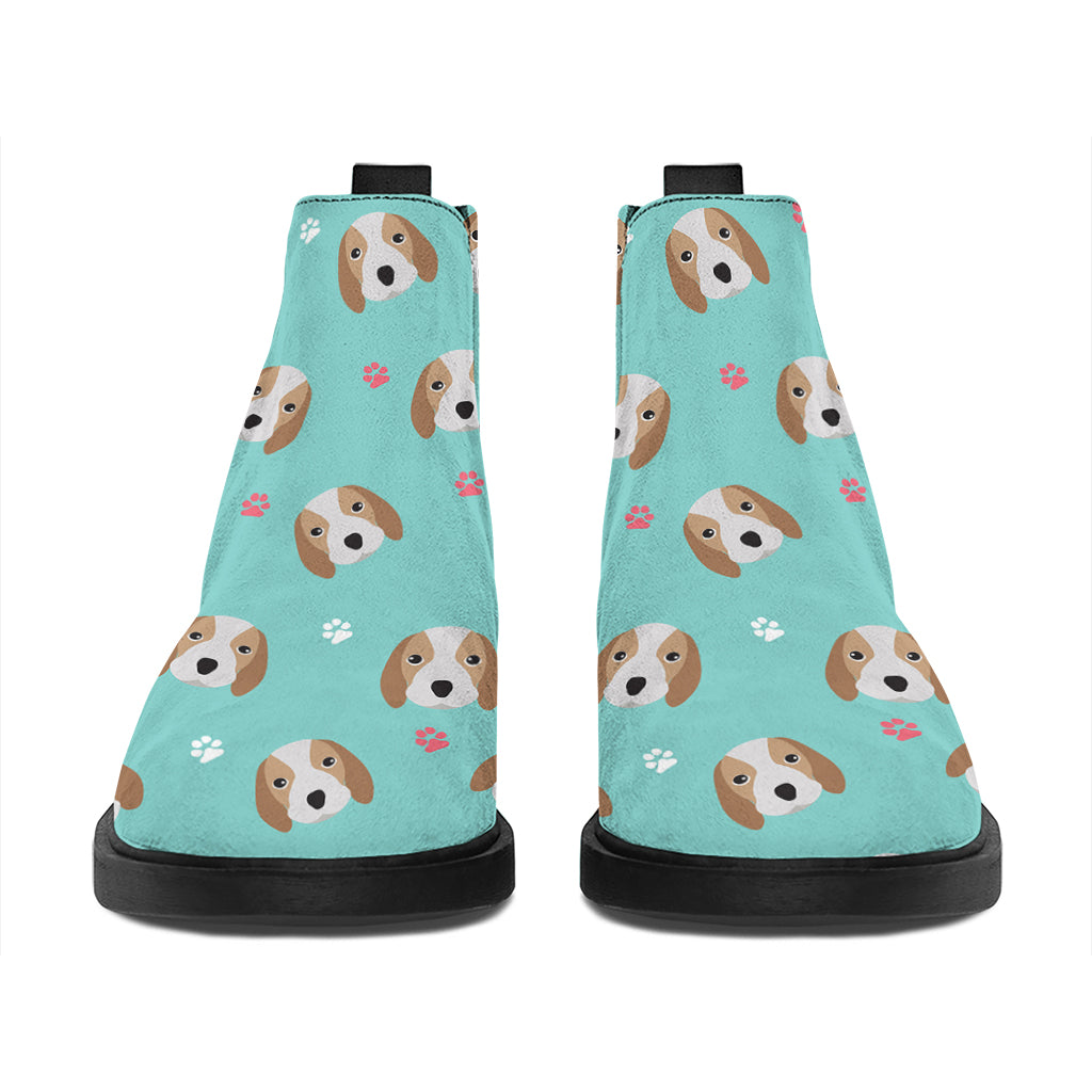 Adorable Beagle Puppy Pattern Print Flat Ankle Boots