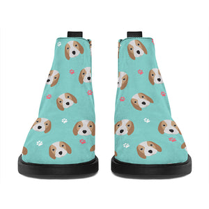 Adorable Beagle Puppy Pattern Print Flat Ankle Boots