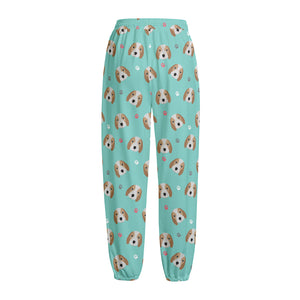 Adorable Beagle Puppy Pattern Print Fleece Lined Knit Pants