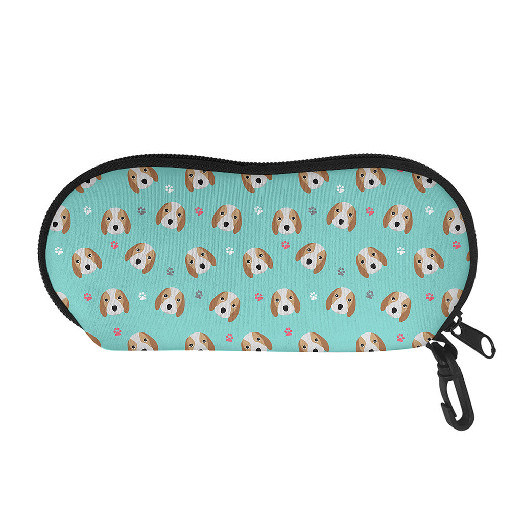 Adorable Beagle Puppy Pattern Print Glasses Case