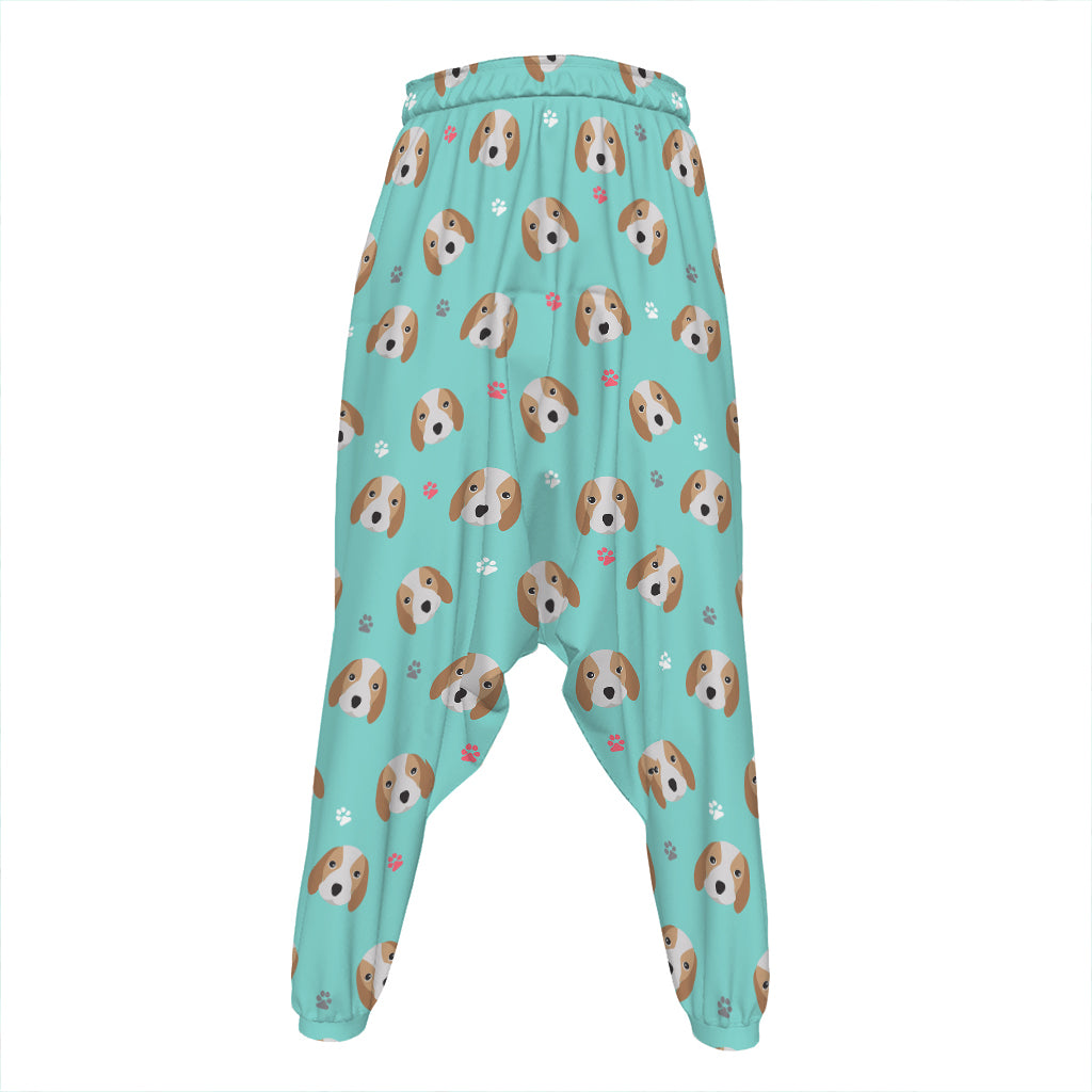 Adorable Beagle Puppy Pattern Print Hammer Pants