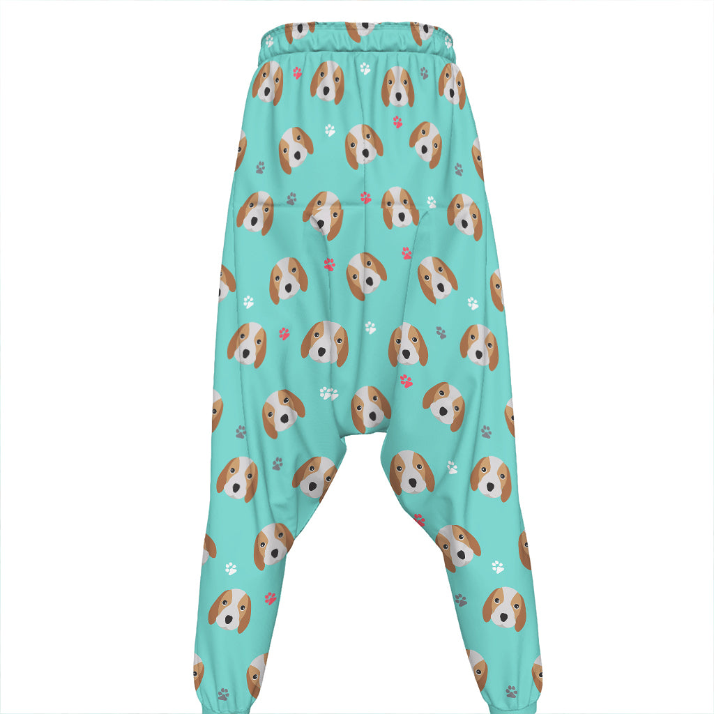 Adorable Beagle Puppy Pattern Print Hammer Pants
