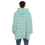 Adorable Beagle Puppy Pattern Print Hoodie Blanket