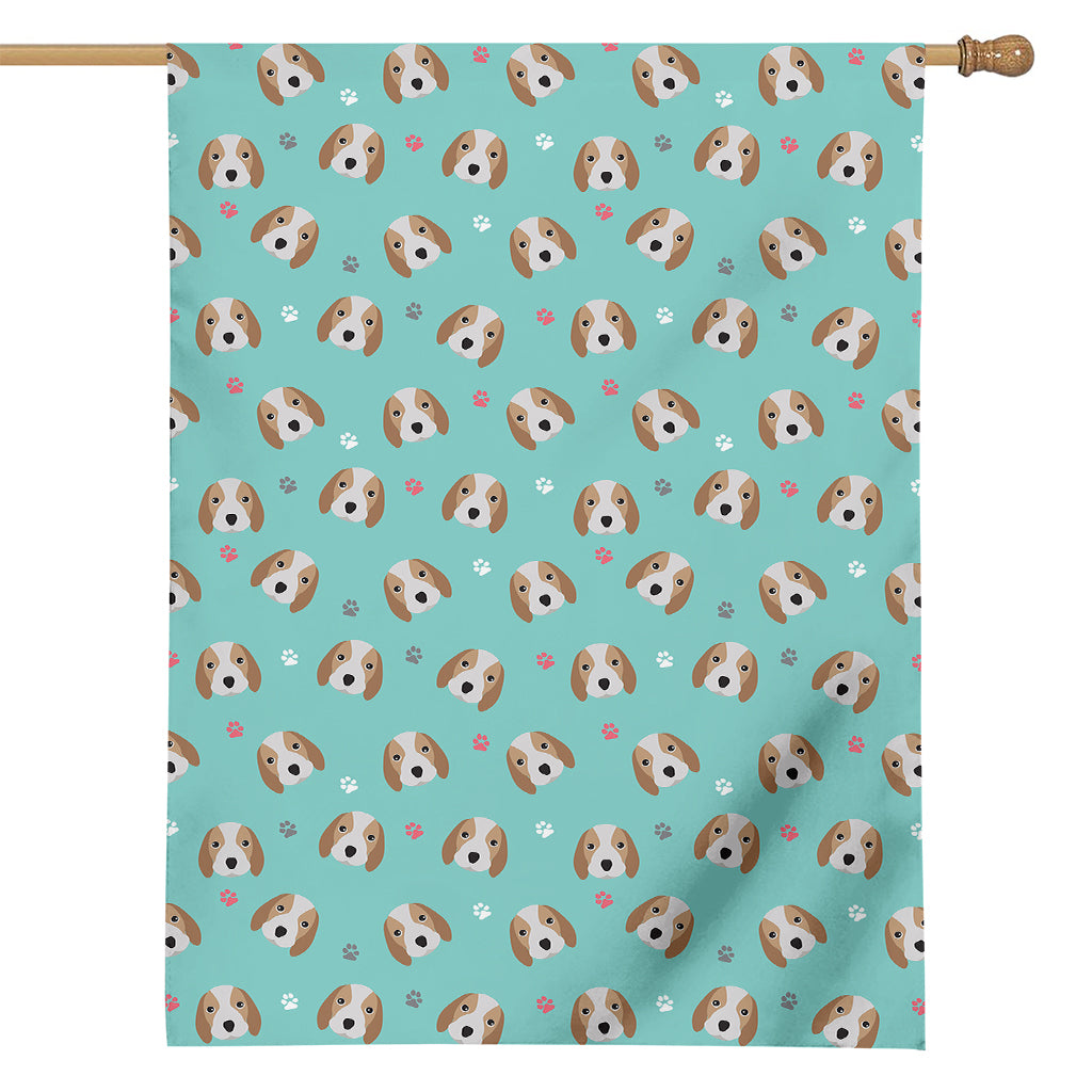 Adorable Beagle Puppy Pattern Print House Flag