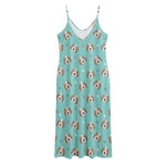 Adorable Beagle Puppy Pattern Print Jersey Midi Cami Dress