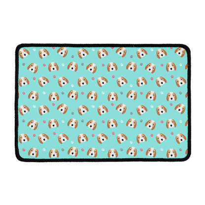 Adorable Beagle Puppy Pattern Print Kitchen Mat