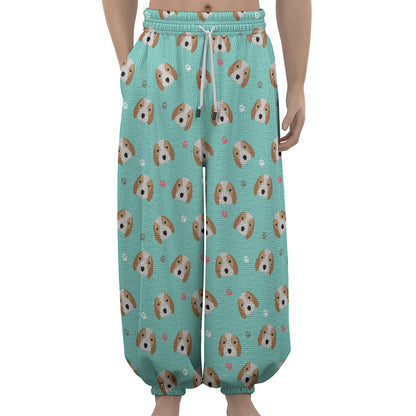 Adorable Beagle Puppy Pattern Print Lantern Pants
