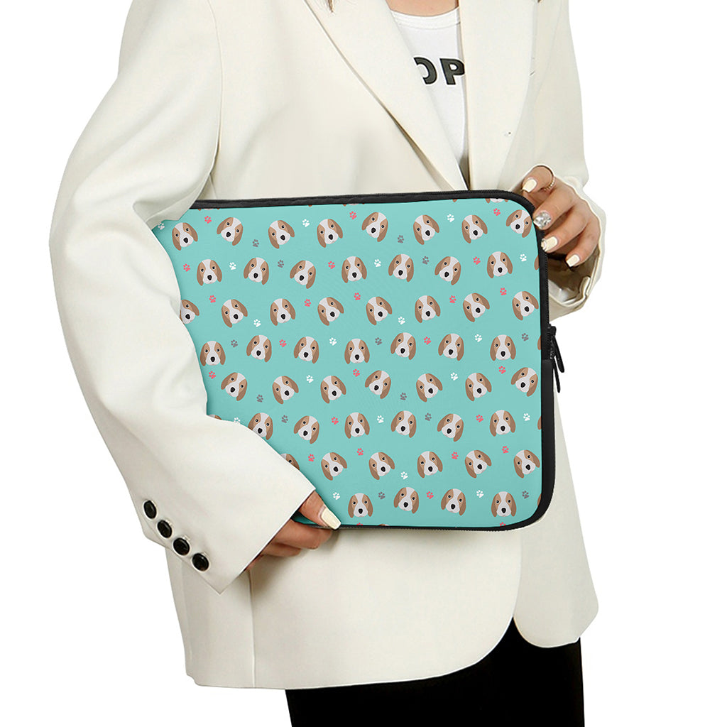 Adorable Beagle Puppy Pattern Print Laptop Sleeve