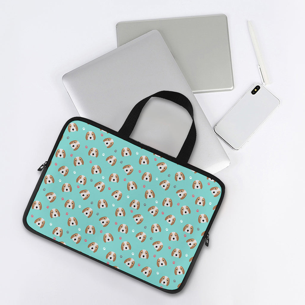 Adorable Beagle Puppy Pattern Print Laptop Sleeve With Handle