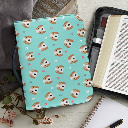 Adorable Beagle Puppy Pattern Print Leather Bible Cover