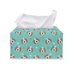 Adorable Beagle Puppy Pattern Print Leather Tissue Box Cover