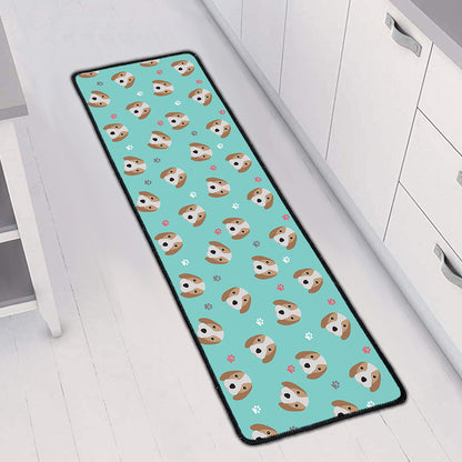 Adorable Beagle Puppy Pattern Print Long Kitchen Mat