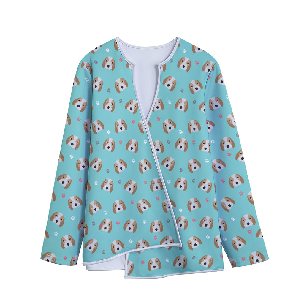 Adorable Beagle Puppy Pattern Print Long Sleeve Short Coat