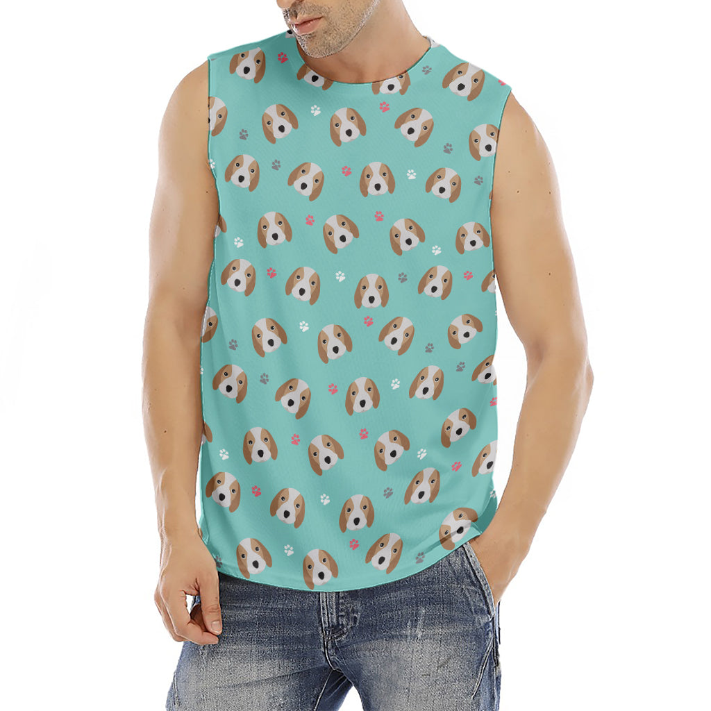 Adorable Beagle Puppy Pattern Print Men's Fitness Tank Top