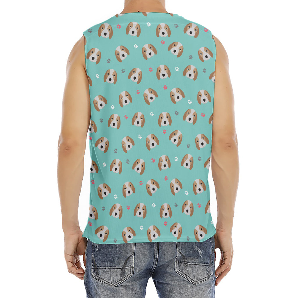 Adorable Beagle Puppy Pattern Print Men's Fitness Tank Top