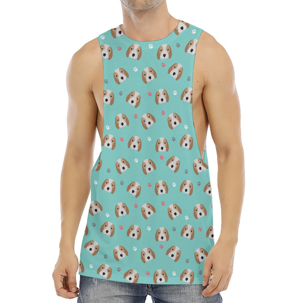 Adorable Beagle Puppy Pattern Print Men's Muscle Tank Top