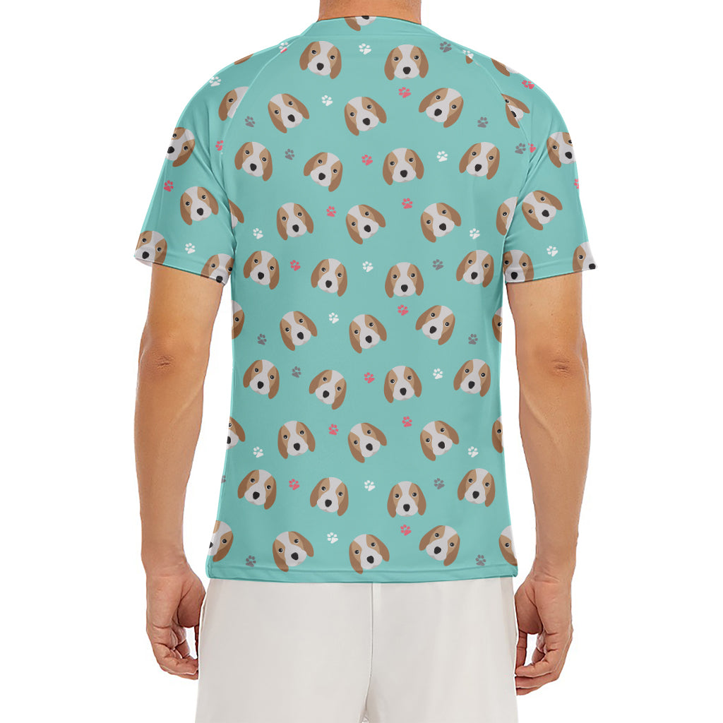 Adorable Beagle Puppy Pattern Print Men's Short Sleeve Rash Guard