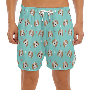 Adorable Beagle Puppy Pattern Print Men's Split Running Shorts