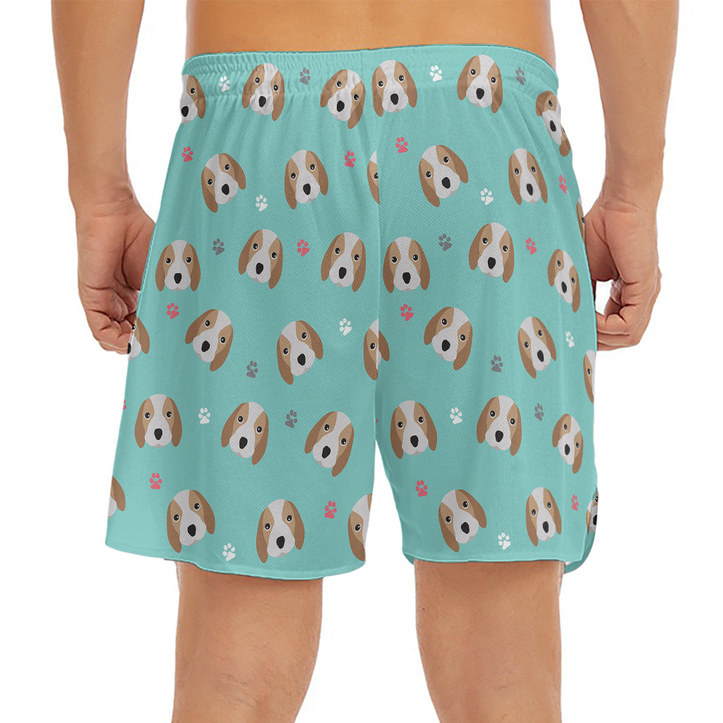 Adorable Beagle Puppy Pattern Print Men's Split Running Shorts