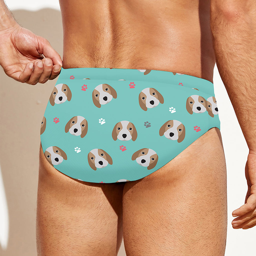 Adorable Beagle Puppy Pattern Print Men's Swim Briefs