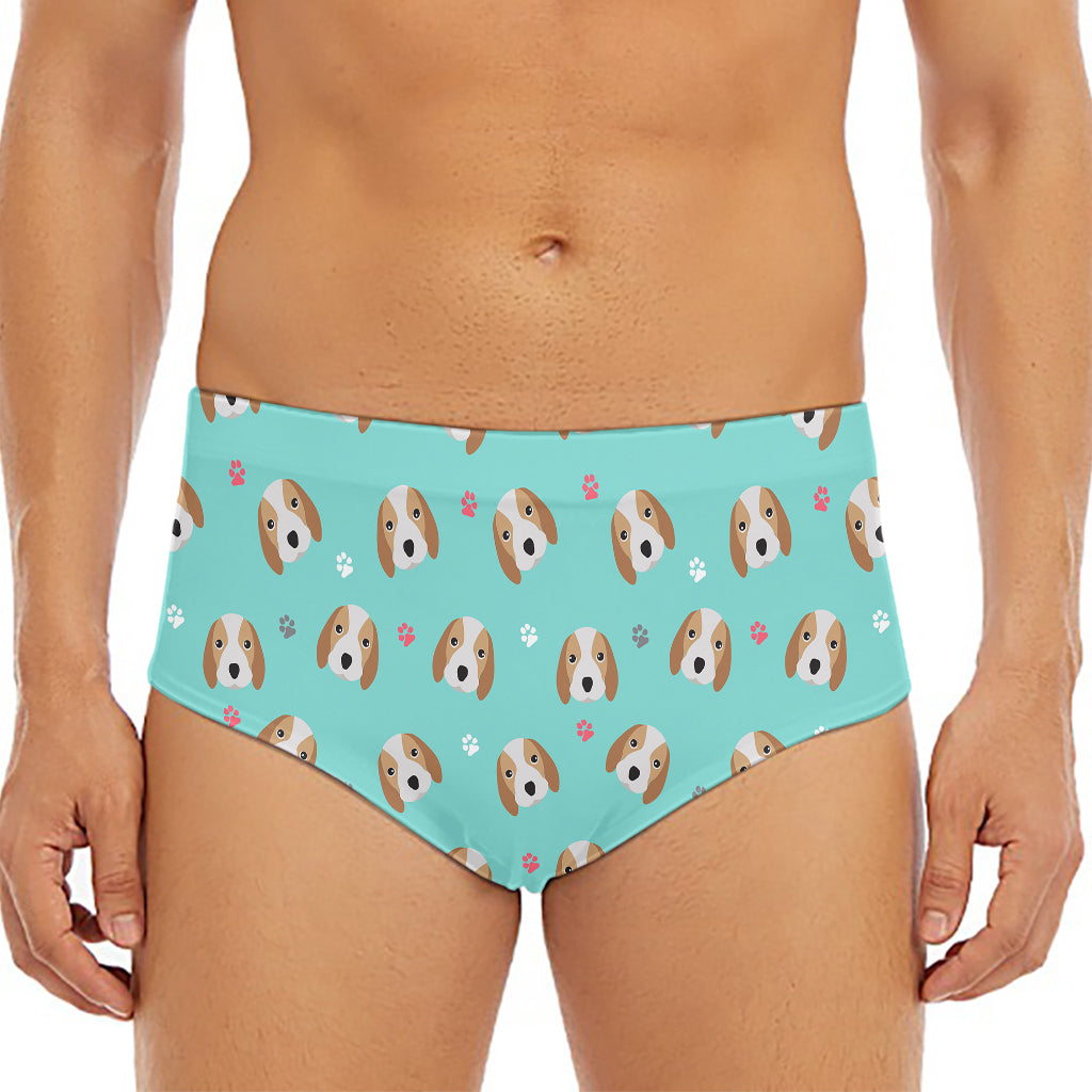 Adorable Beagle Puppy Pattern Print Men's Triangle Swim Briefs
