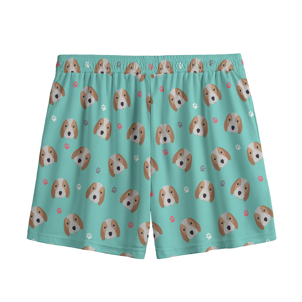 Adorable Beagle Puppy Pattern Print Mesh Shorts