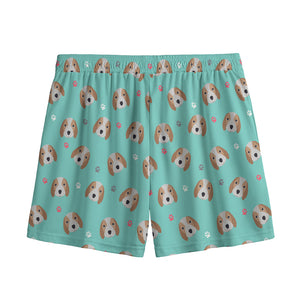 Adorable Beagle Puppy Pattern Print Mesh Shorts