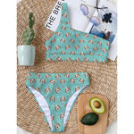 Adorable Beagle Puppy Pattern Print One Shoulder Bikini Top