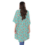 Adorable Beagle Puppy Pattern Print Open Front Beach Cover Up