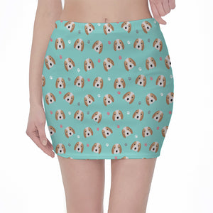 Adorable Beagle Puppy Pattern Print Pencil Mini Skirt